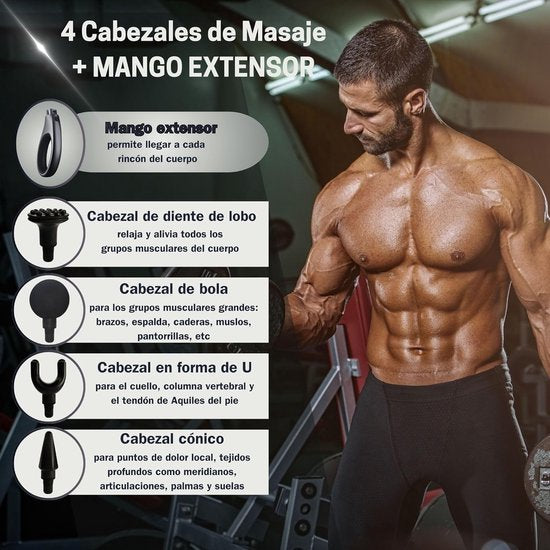 Massage Gun – Professioneel Draadloos Massage Pistool – Krachtige Spierontspanning – Inclusief Opzetstukken – Zwart-Massage-gun-Ilumina Benelux