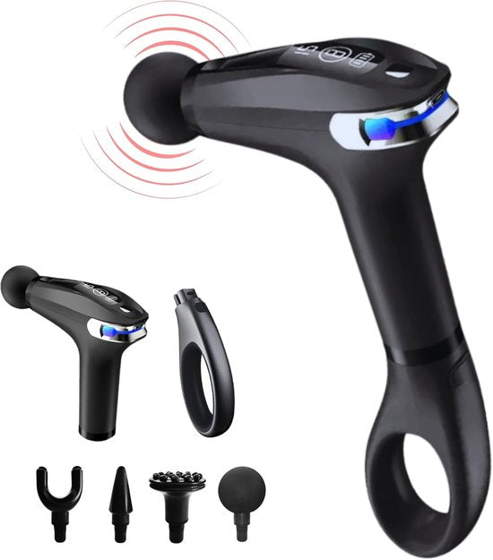 Massage Gun – Professioneel Draadloos Massage Pistool – Krachtige Spierontspanning – Inclusief Opzetstukken – Zwart-Massage-gun-Ilumina Benelux