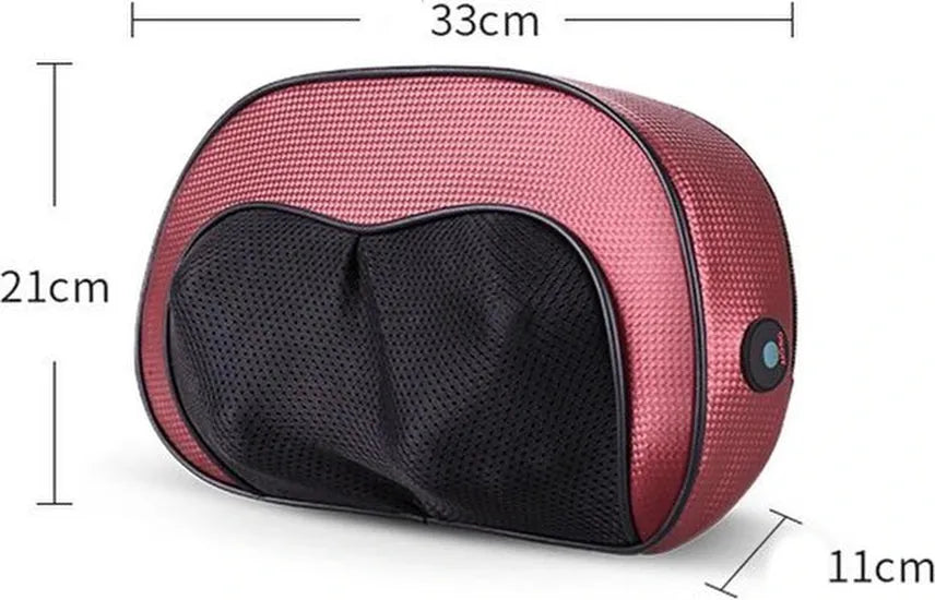 Massagekussen nek & rug – Elektrische shiatsu massager met warmte – 16 massagekoppen – Diepe weefselmassage – Zwart-Massageapparaat-Ilumina Benelux