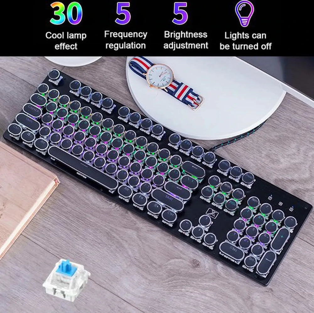 Mechanisch gaming toetsenbord – 104 toetsen – RGB achtergrondverlichting – USB bedraad – Zwart-Toetsenbord-Ilumina Benelux