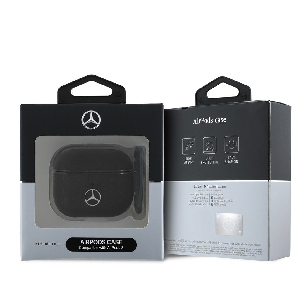Mercedes-Benz Airpods 3 Case - Genuine Leather - Black Hook - Zwart-Koptelefoon case-Ilumina Benelux