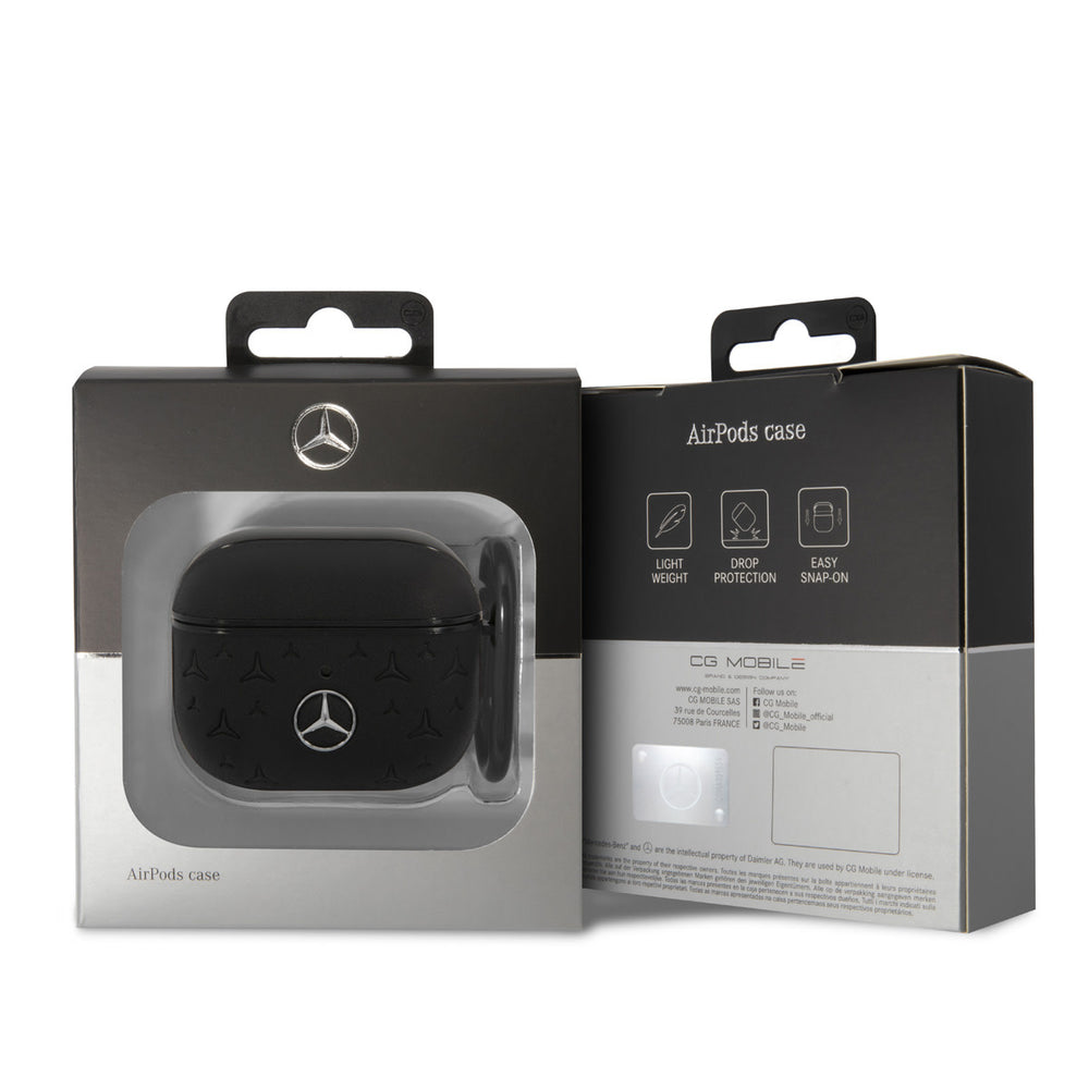 Mercedes-Benz Airpods 3 Case - Genuine Leather - Stars Pattern - Zwart-Koptelefoon case-Ilumina Benelux