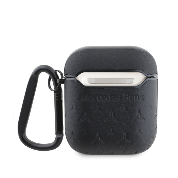 Mercedes-Benz Airpods - Airpods 2 Case - Genuine Leather - Stars Pattern - Zwart-Koptelefoon case-Ilumina Benelux