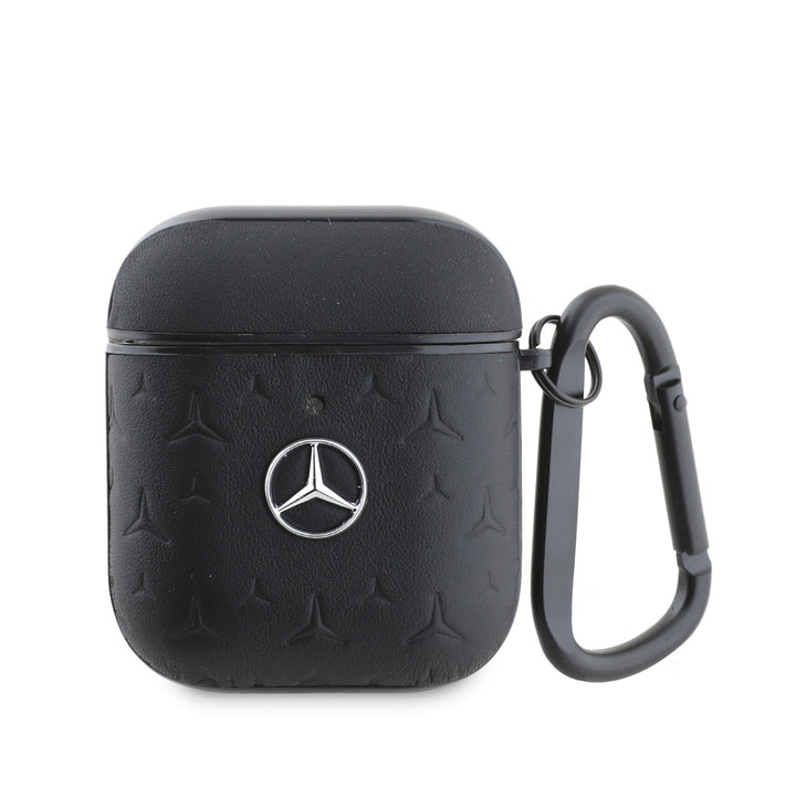Mercedes-Benz Airpods - Airpods 2 Case - Genuine Leather - Stars Pattern - Zwart-Koptelefoon case-Ilumina Benelux