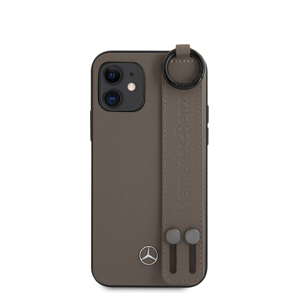 Mercedes-Benz Apple iPhone 12 Mini Bruin Backcover hoesje - Real Leather - Hand Strap-Hoesjes-Ilumina Benelux
