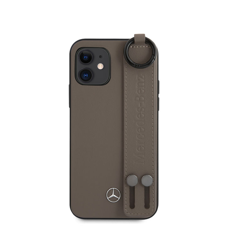 Mercedes-Benz Apple iPhone 12 Mini Bruin Backcover hoesje - Real Leather - Hand Strap-Hoesjes-Ilumina Benelux
