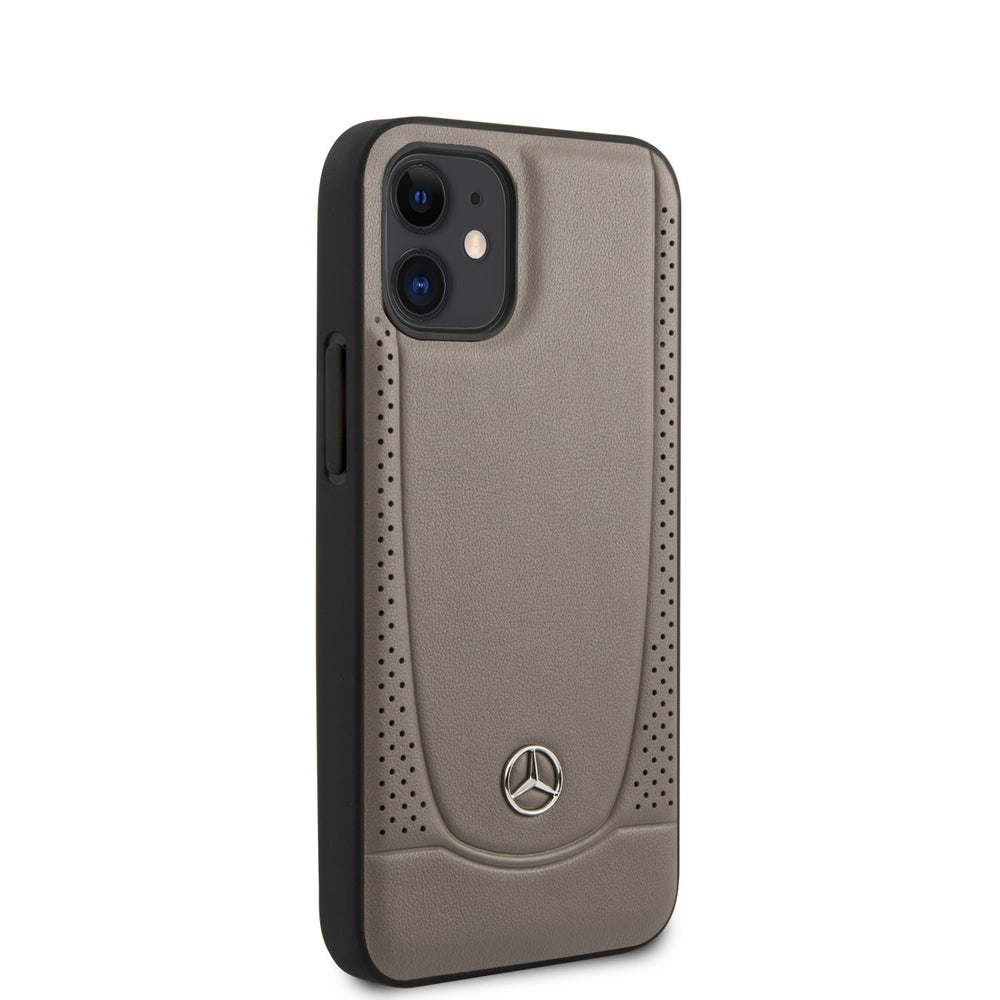 Mercedes-Benz Apple iPhone 12 Mini Bruin Backcover hoesje - Real Leather - Perforated Urban-Hoesjes-Ilumina Benelux