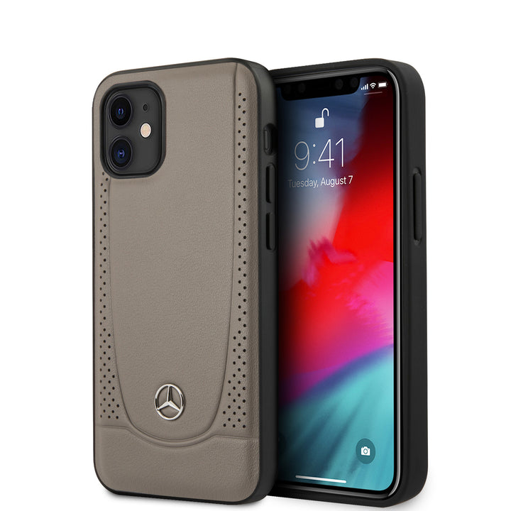 Mercedes-Benz Apple iPhone 12 Mini Bruin Backcover hoesje - Real Leather - Perforated Urban-Hoesjes-Ilumina Benelux