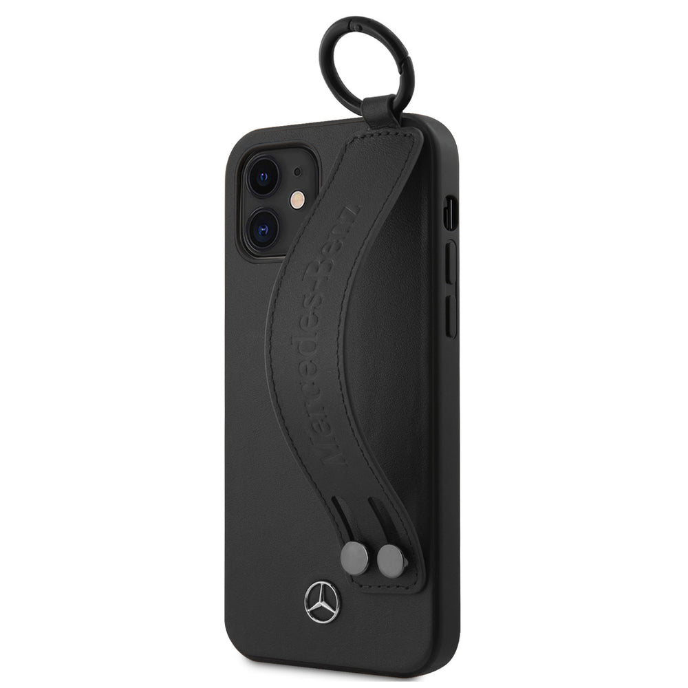 Mercedes-Benz Apple iPhone 12 Mini Zwart Backcover hoesje - Real Leather - Hand Strap-Hoesjes-Ilumina Benelux