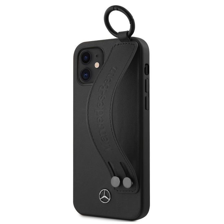 Mercedes-Benz Apple iPhone 12 Mini Zwart Backcover hoesje - Real Leather - Hand Strap-Hoesjes-Ilumina Benelux