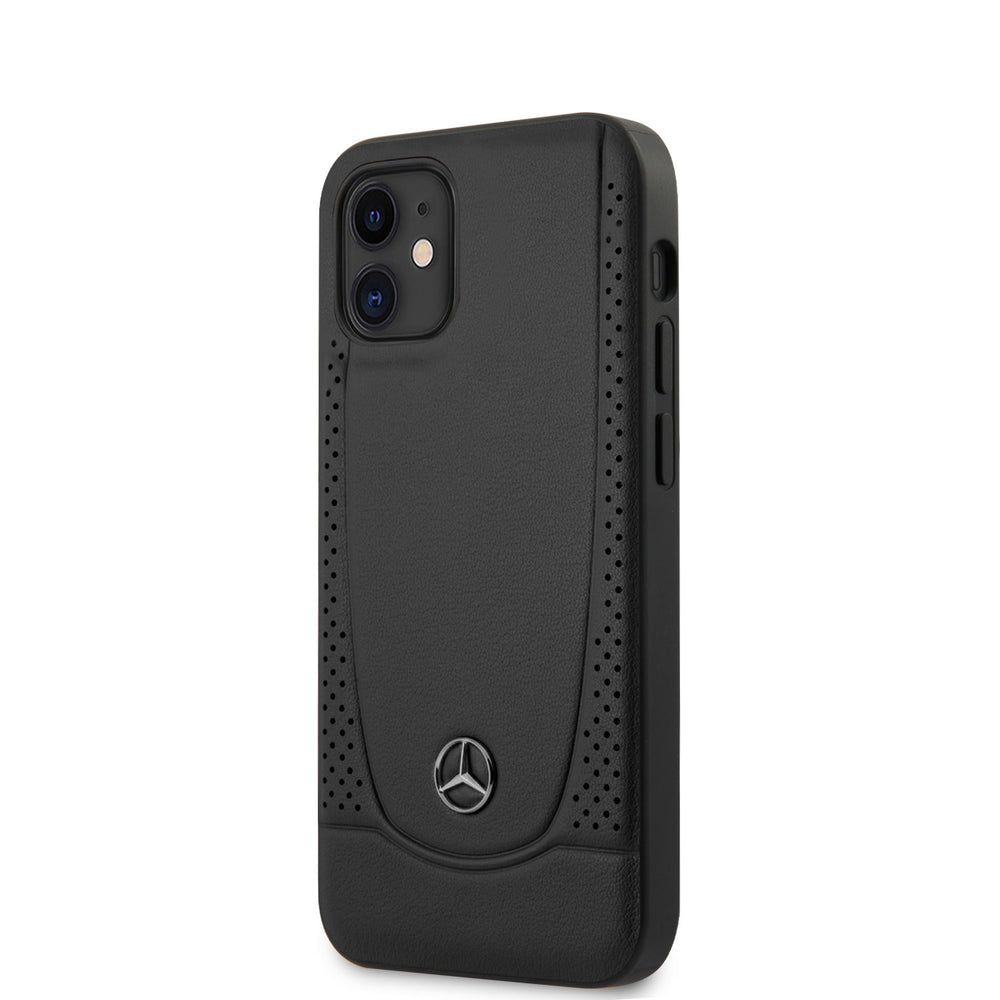 Mercedes-Benz Apple iPhone 12 Mini Zwart Backcover hoesje - Real Leather - Perforated Urban-Hoesjes-Ilumina Benelux