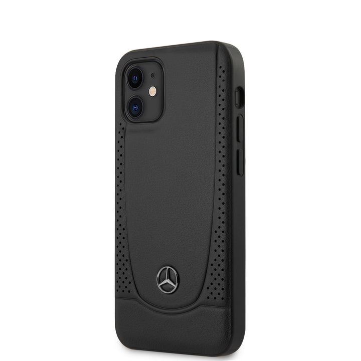 Mercedes-Benz Apple iPhone 12 Mini Zwart Backcover hoesje - Real Leather - Perforated Urban-Hoesjes-Ilumina Benelux