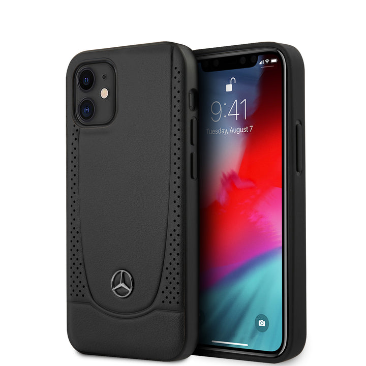 Mercedes-Benz Apple iPhone 12 Mini Zwart Backcover hoesje - Real Leather - Perforated Urban-Hoesjes-Ilumina Benelux