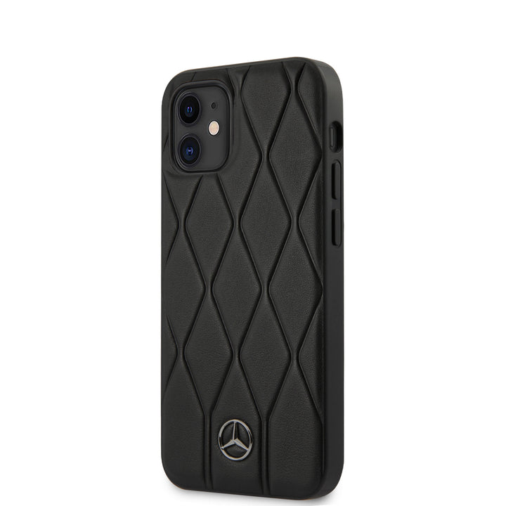Mercedes-Benz Apple iPhone 12 Mini Zwart Backcover hoesje - Real Leather - Wave-Hoesjes-Ilumina Benelux
