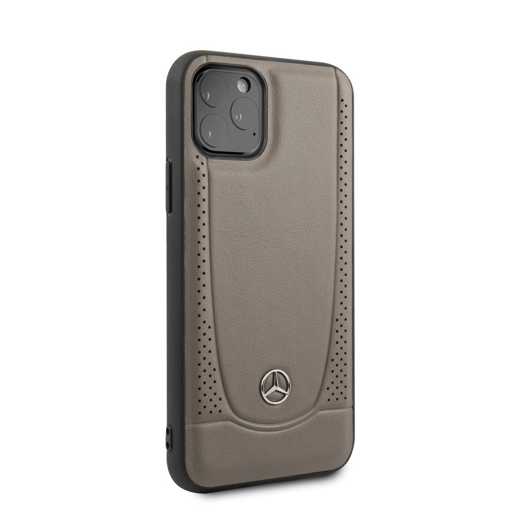 Mercedes-Benz iPhone 11 Pro Backcover hoesje - Genuine Leather - Perforated Urban - Bruin-Hoesjes-Ilumina Benelux