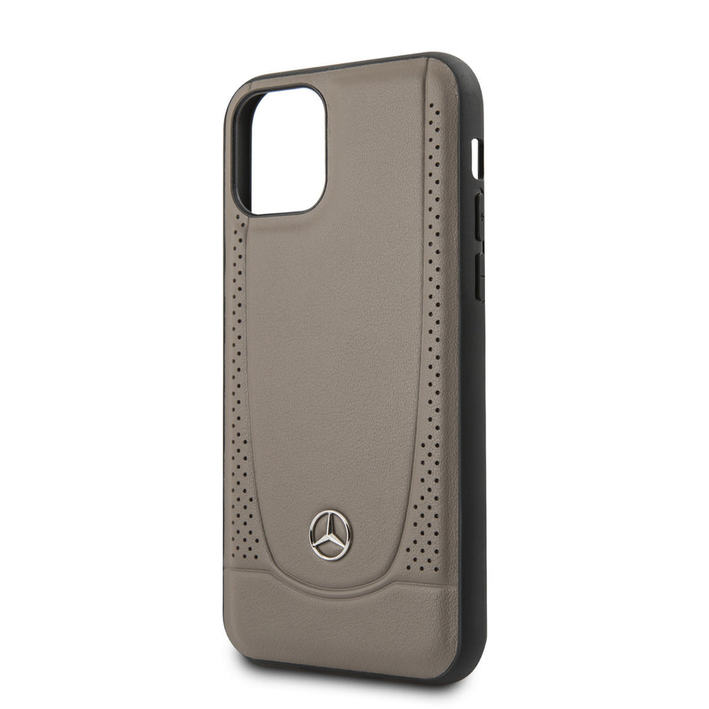 Mercedes-Benz iPhone 11 Pro Backcover hoesje - Genuine Leather - Perforated Urban - Bruin-Hoesjes-Ilumina Benelux