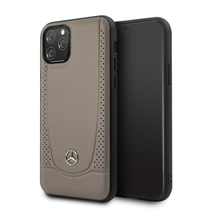 Mercedes-Benz iPhone 11 Pro Backcover hoesje - Genuine Leather - Perforated Urban - Bruin-Hoesjes-Ilumina Benelux