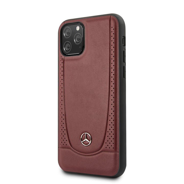 Mercedes-Benz iPhone 11 Pro Backcover hoesje - Genuine Leather - Perforated Urban - Rood-Hoesjes-Ilumina Benelux