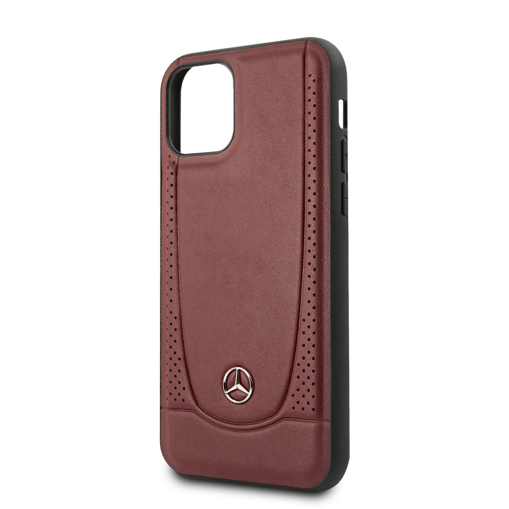 Mercedes-Benz iPhone 11 Pro Backcover hoesje - Genuine Leather - Perforated Urban - Rood-Hoesjes-Ilumina Benelux