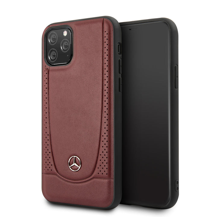 Mercedes-Benz iPhone 11 Pro Backcover hoesje - Genuine Leather - Perforated Urban - Rood-Hoesjes-Ilumina Benelux