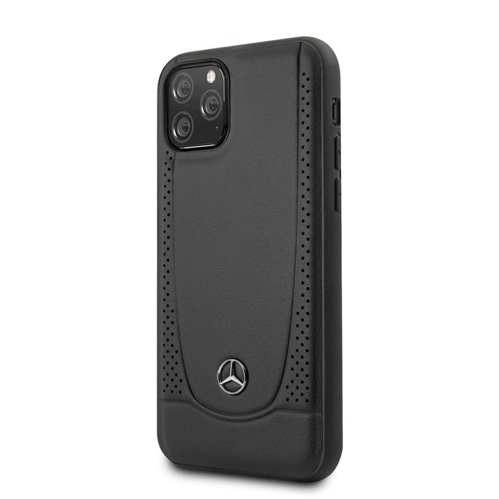 Mercedes-Benz iPhone 11 Pro Backcover hoesje - Genuine Leather - Perforated Urban - Zwart-Hoesjes-Ilumina Benelux