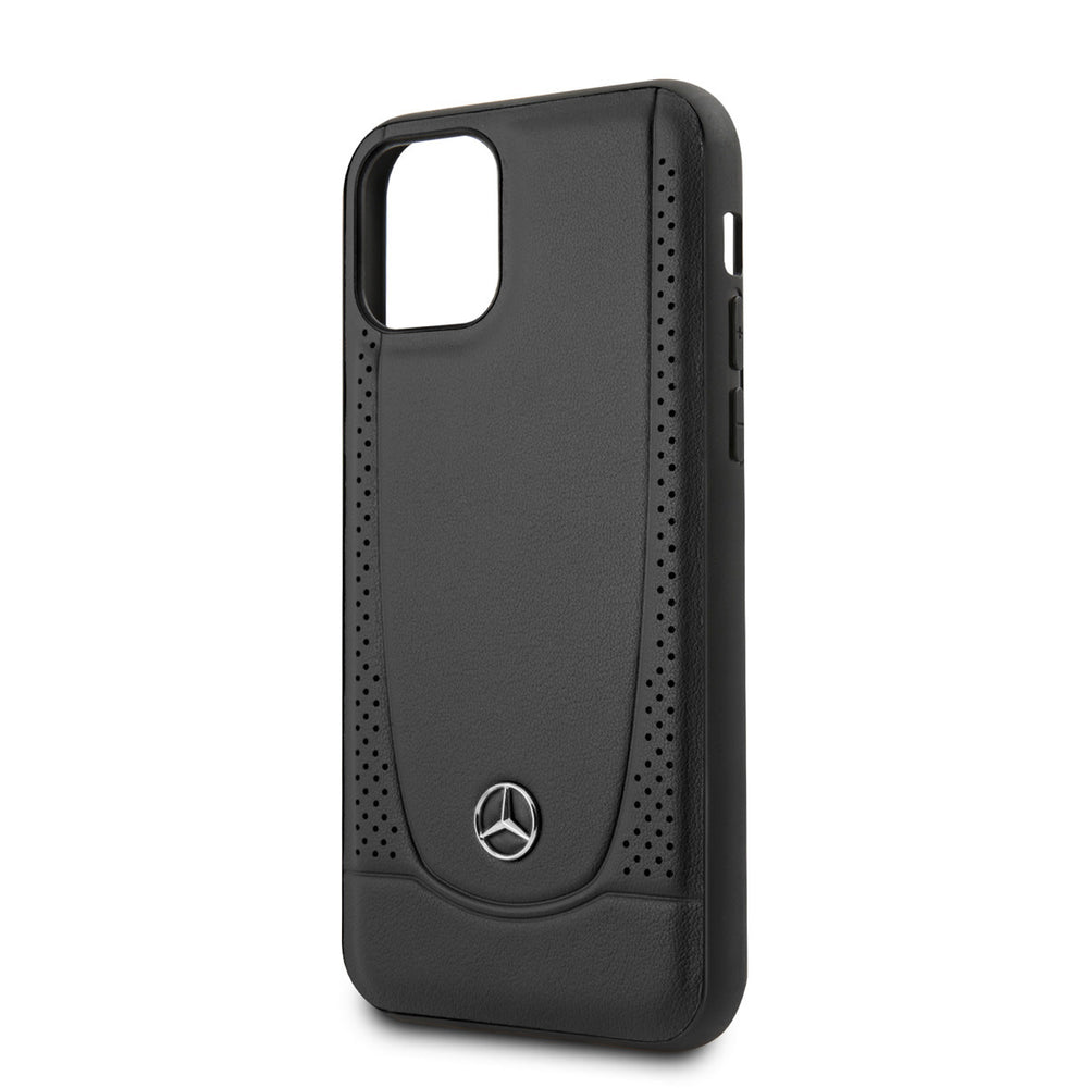 Mercedes-Benz iPhone 11 Pro Backcover hoesje - Genuine Leather - Perforated Urban - Zwart-Hoesjes-Ilumina Benelux