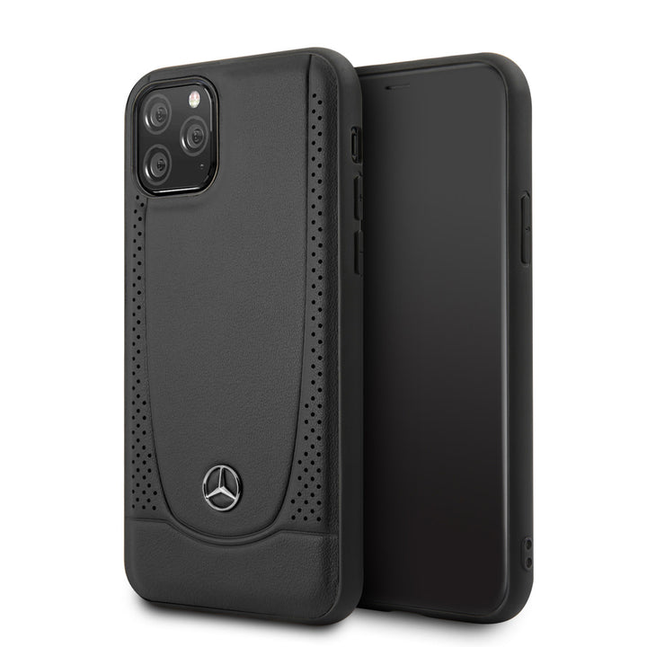 Mercedes-Benz iPhone 11 Pro Backcover hoesje - Genuine Leather - Perforated Urban - Zwart-Hoesjes-Ilumina Benelux
