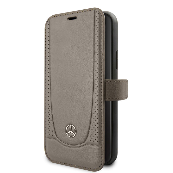 Mercedes-Benz iPhone 11 Pro Book Case hoesje - Genuine Leather - Perforated Urban - Bruin-Hoesjes-Ilumina Benelux