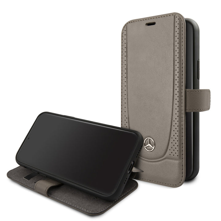 Mercedes-Benz iPhone 11 Pro Book Case hoesje - Genuine Leather - Perforated Urban - Bruin-Hoesjes-Ilumina Benelux