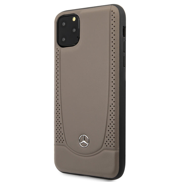 Mercedes-Benz iPhone 11 Pro Max Backcover hoesje - Genuine Leather - Perforated Urban - Bruin-Hoesjes-Ilumina Benelux