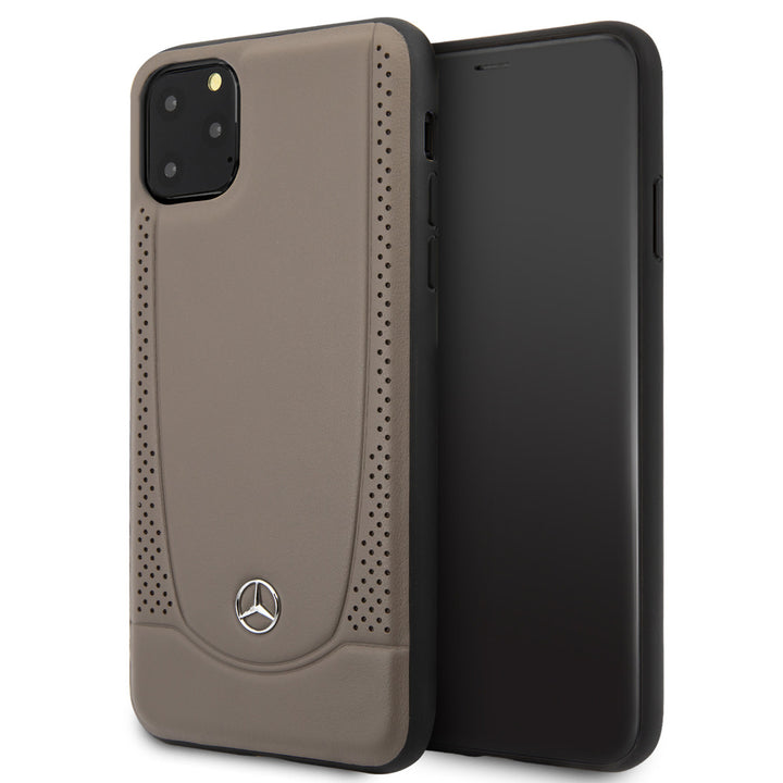 Mercedes-Benz iPhone 11 Pro Max Backcover hoesje - Genuine Leather - Perforated Urban - Bruin-Hoesjes-Ilumina Benelux