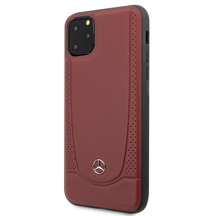 Mercedes-Benz iPhone 11 Pro Max Backcover hoesje - Genuine Leather - Perforated Urban - Rood-Hoesjes-Ilumina Benelux