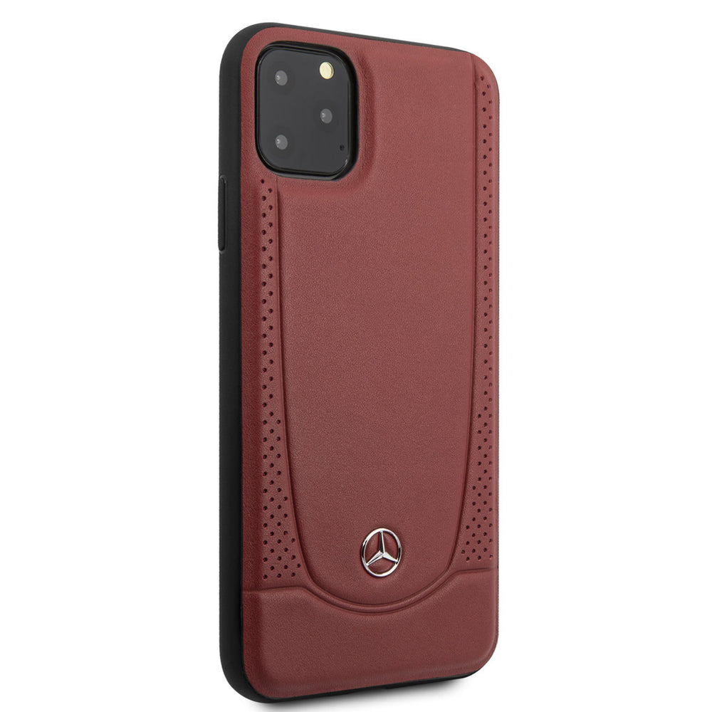Mercedes-Benz iPhone 11 Pro Max Backcover hoesje - Genuine Leather - Perforated Urban - Rood-Hoesjes-Ilumina Benelux