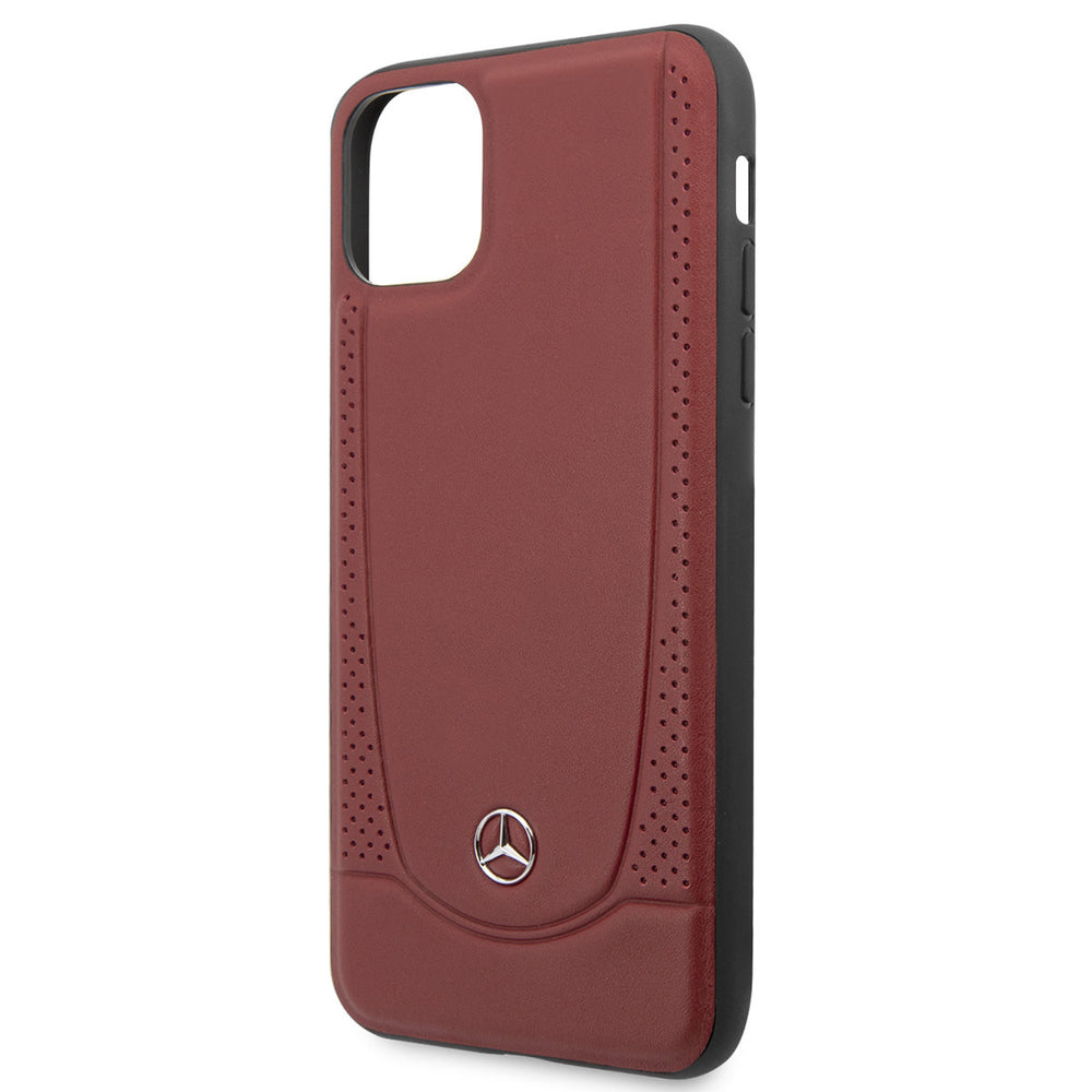 Mercedes-Benz iPhone 11 Pro Max Backcover hoesje - Genuine Leather - Perforated Urban - Rood-Hoesjes-Ilumina Benelux