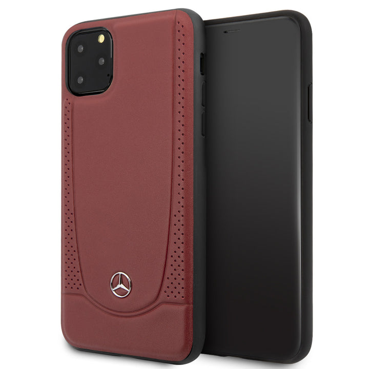 Mercedes-Benz iPhone 11 Pro Max Backcover hoesje - Genuine Leather - Perforated Urban - Rood-Hoesjes-Ilumina Benelux