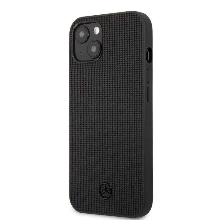 Mercedes-Benz iPhone 13 Mini Hardcase Backcover - Real Leather - Meshed - Zwart-Hoesjes-Ilumina Benelux