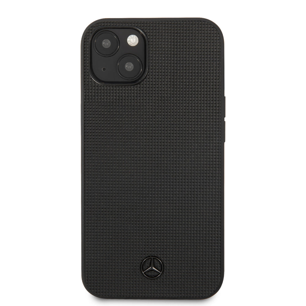 Mercedes-Benz iPhone 13 Mini Hardcase Backcover - Real Leather - Meshed - Zwart-Hoesjes-Ilumina Benelux