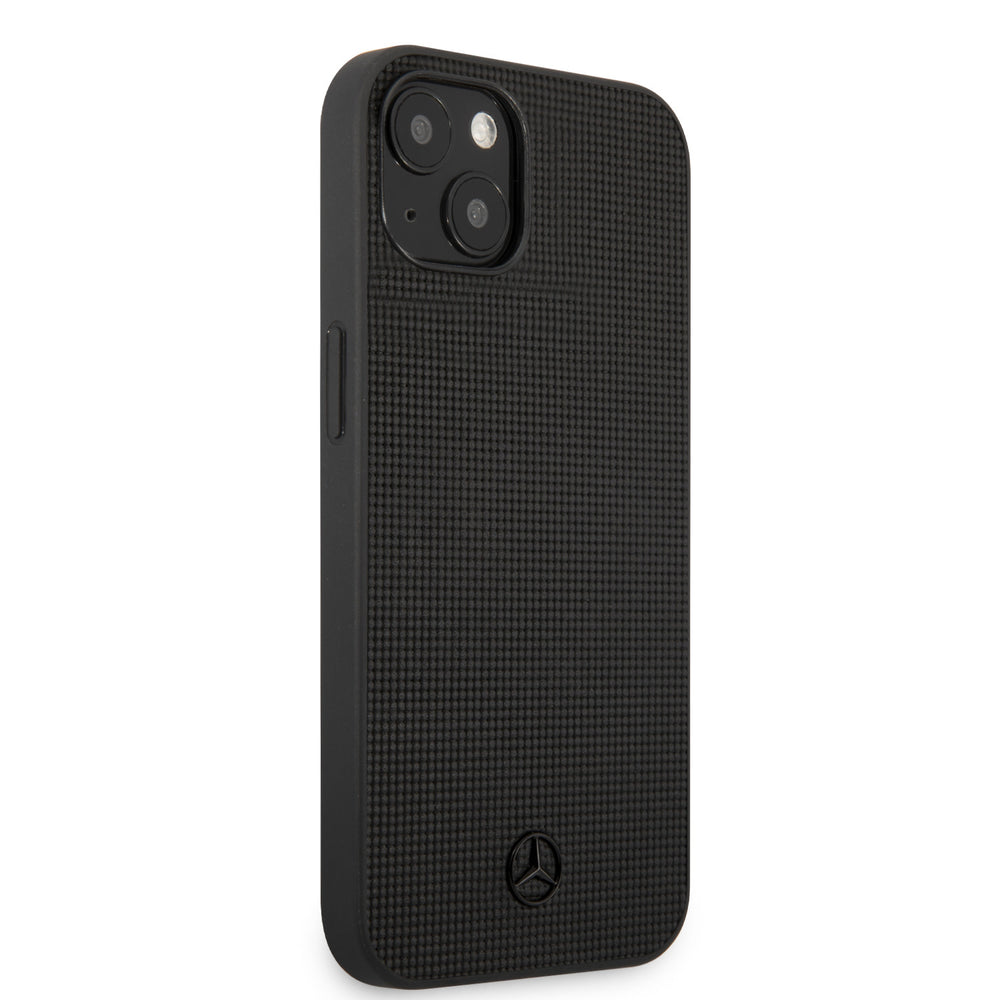 Mercedes-Benz iPhone 13 Mini Hardcase Backcover - Real Leather - Meshed - Zwart-Hoesjes-Ilumina Benelux
