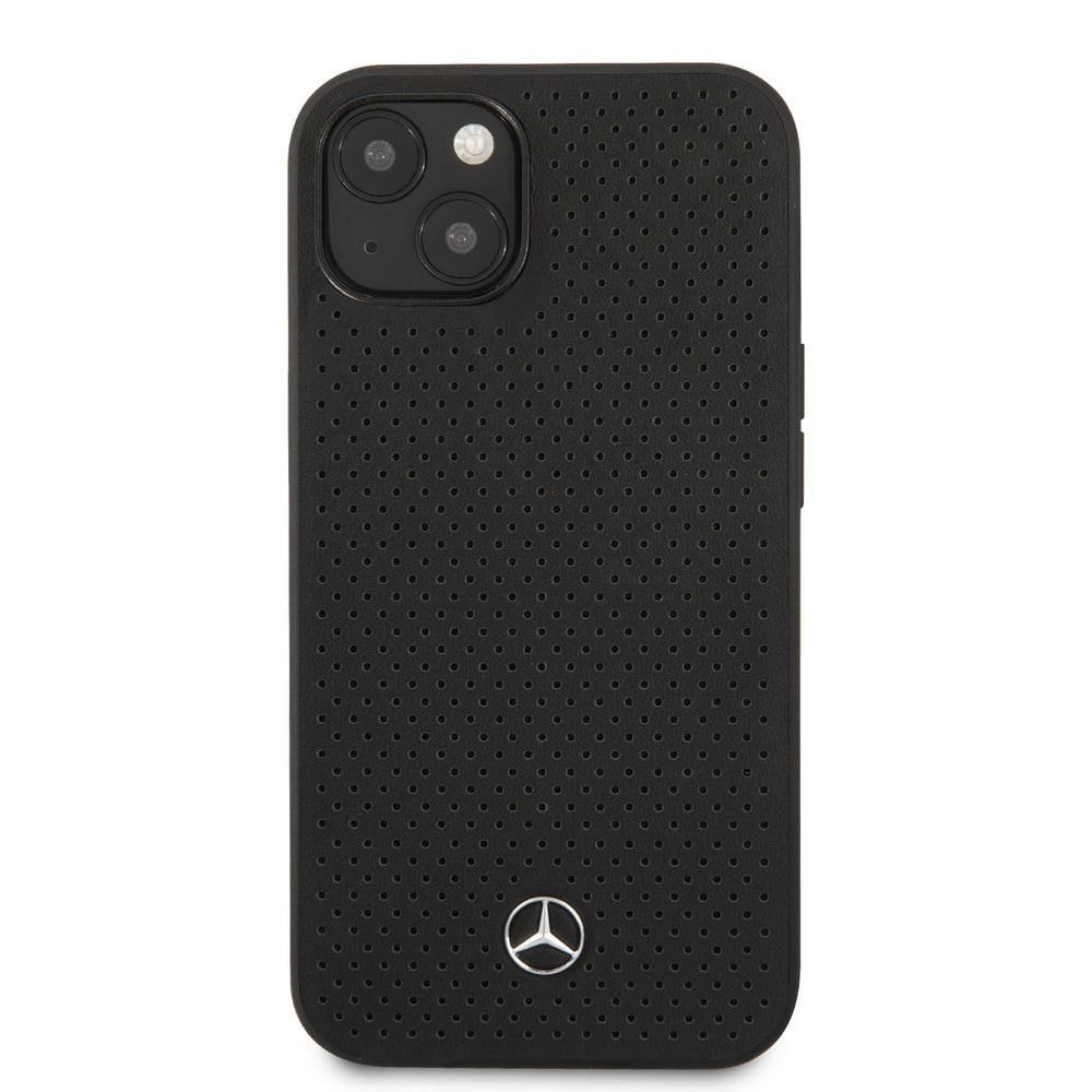 Mercedes-Benz iPhone 13 Mini Hardcase Backcover - Real Leather - Perforated - Zwart-Hoesjes-Ilumina Benelux
