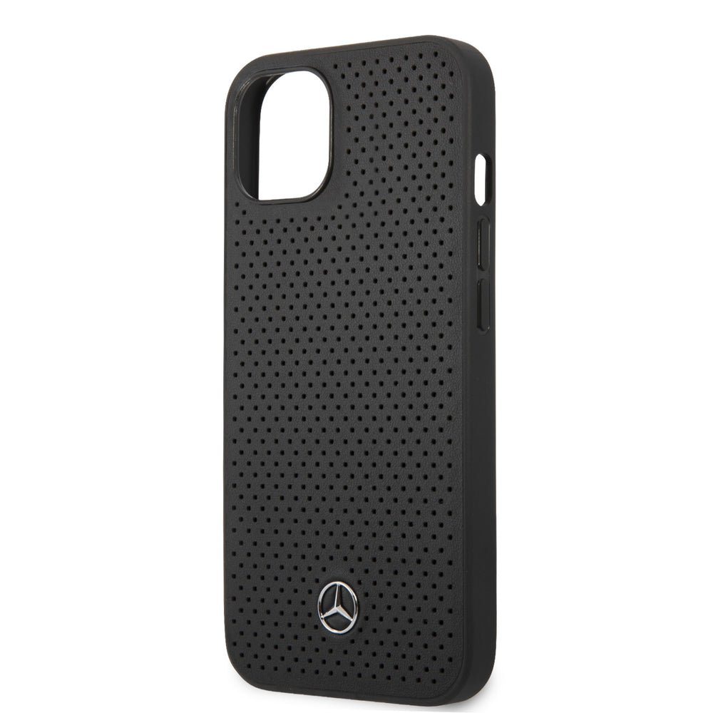 Mercedes-Benz iPhone 13 Mini Hardcase Backcover - Real Leather - Perforated - Zwart-Hoesjes-Ilumina Benelux