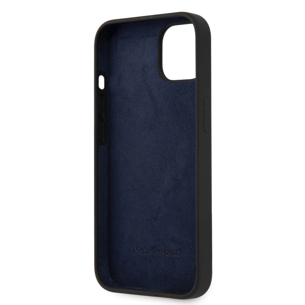 Mercedes-Benz iPhone 13 Mini Hardcase Backcover hoesje - Real Leather - Stars Pattern - Zwart-Hoesjes-Ilumina Benelux