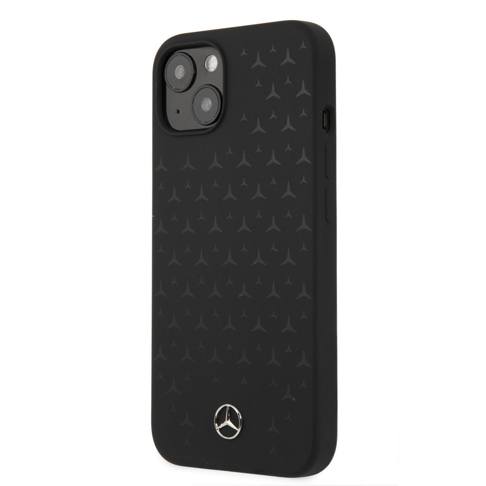 Mercedes-Benz iPhone 13 Mini Hardcase Backcover hoesje - Real Leather - Stars Pattern - Zwart-Hoesjes-Ilumina Benelux