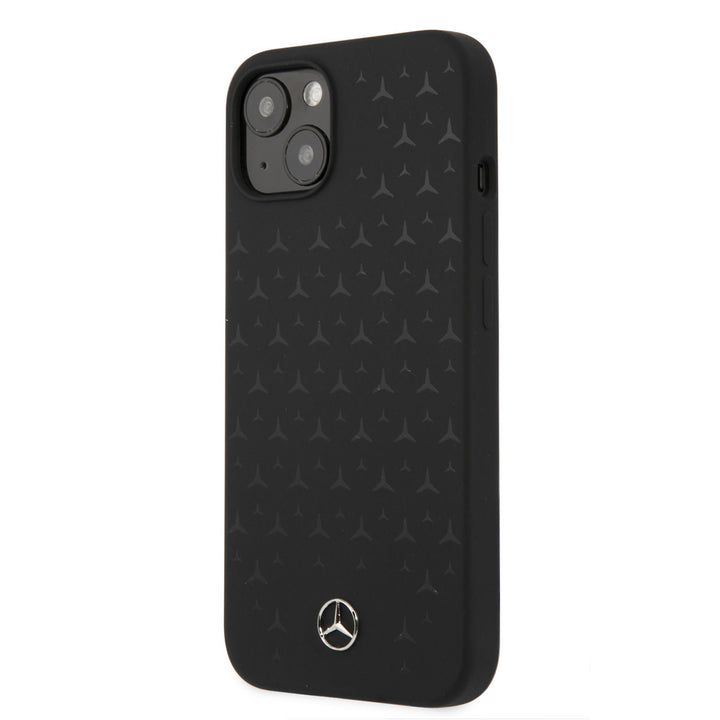 Mercedes-Benz iPhone 13 Mini Hardcase Backcover hoesje - Real Leather - Stars Pattern - Zwart-Hoesjes-Ilumina Benelux