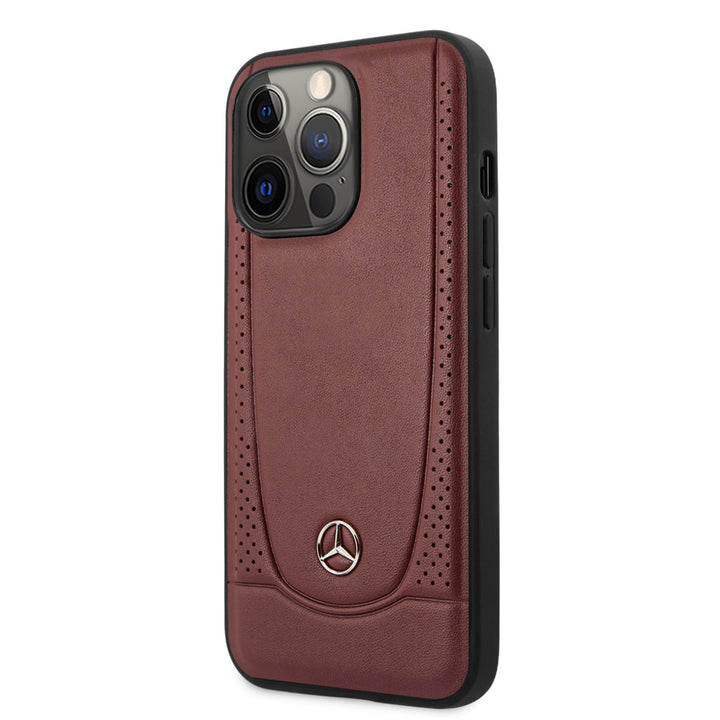 Mercedes-Benz iPhone 13 Pro Backcover hoesje - Genuine Leather - Perforated - Rood-Hoesjes-Ilumina Benelux