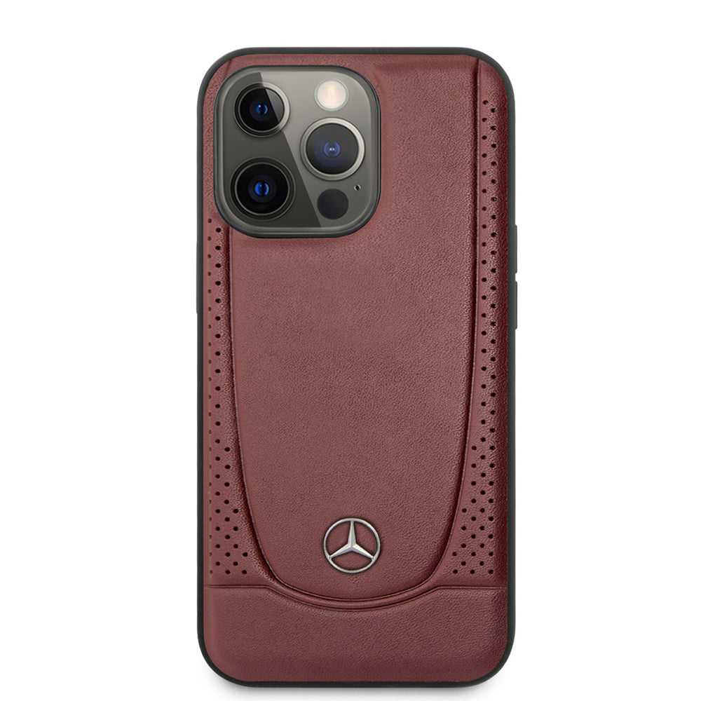 Mercedes-Benz iPhone 13 Pro Backcover hoesje - Genuine Leather - Perforated - Rood-Hoesjes-Ilumina Benelux