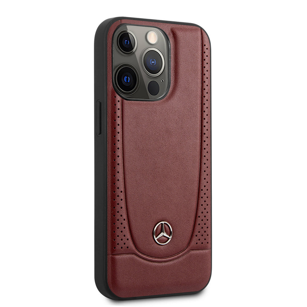 Mercedes-Benz iPhone 13 Pro Backcover hoesje - Genuine Leather - Perforated - Rood-Hoesjes-Ilumina Benelux