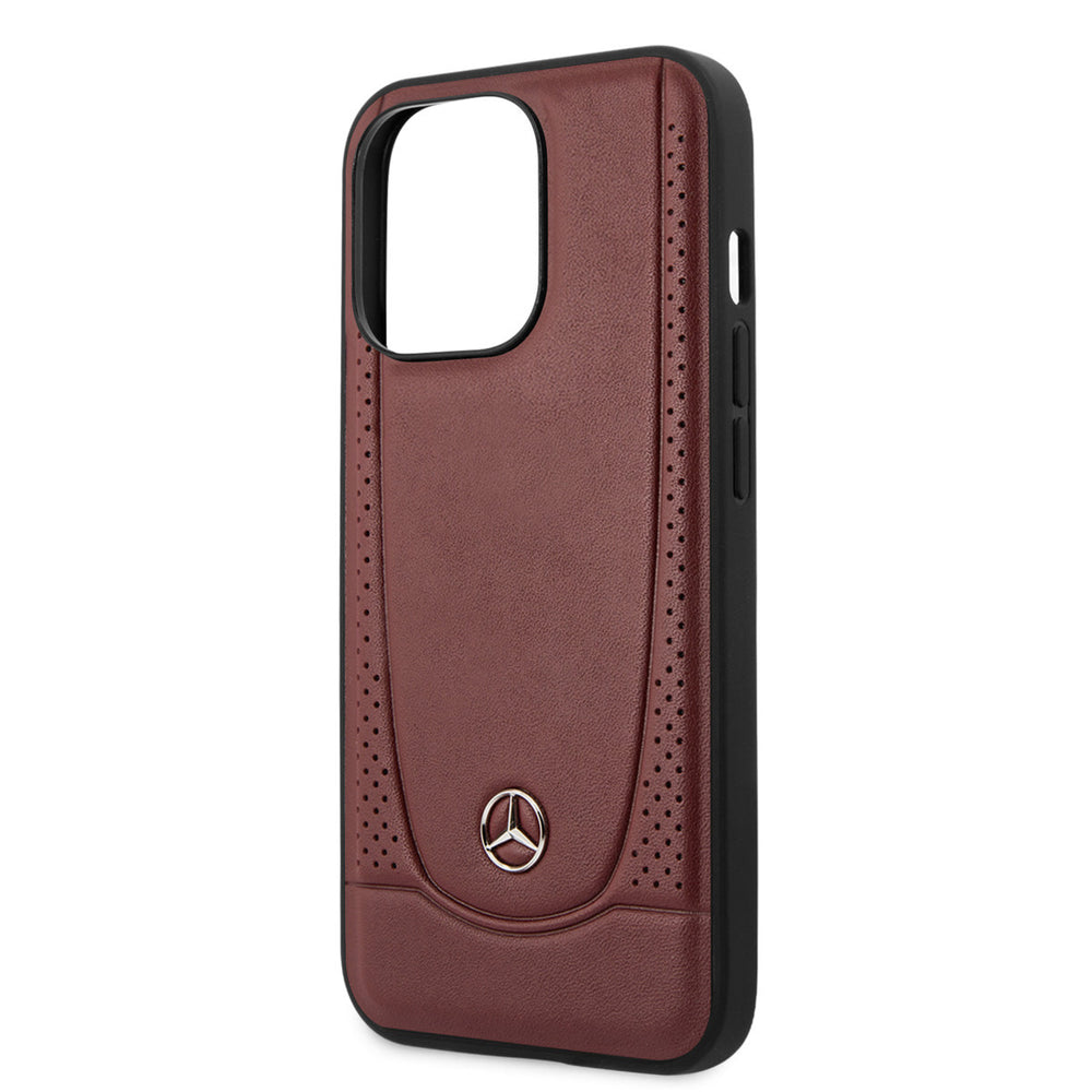 Mercedes-Benz iPhone 13 Pro Backcover hoesje - Genuine Leather - Perforated - Rood-Hoesjes-Ilumina Benelux