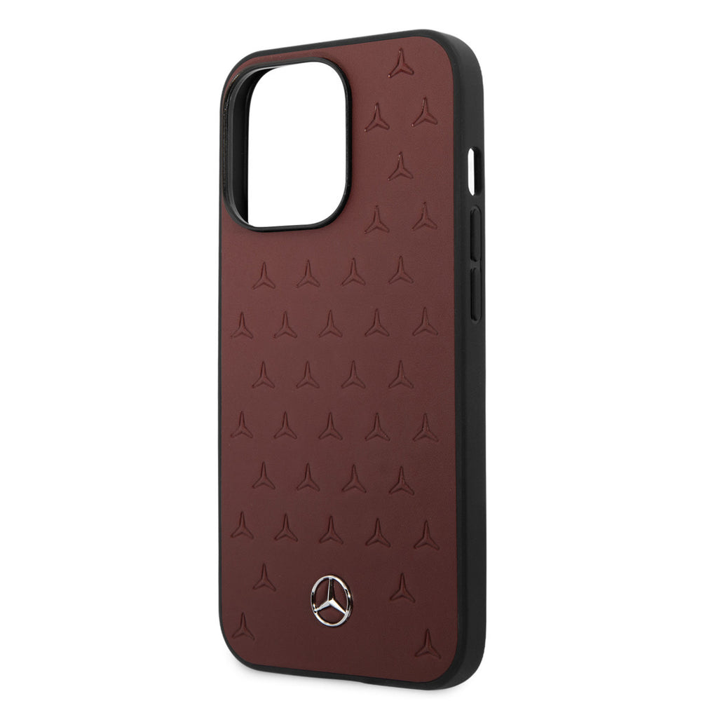 Mercedes-Benz iPhone 13 Pro Backcover hoesje - Genuine Leather - Stars Pattern - Rood-Hoesjes-Ilumina Benelux