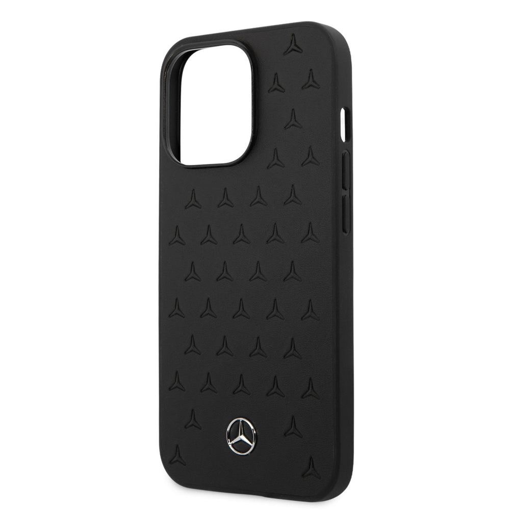 Mercedes-Benz iPhone 13 Pro Backcover hoesje - Genuine Leather - Stars Pattern - Zwart-Hoesjes-Ilumina Benelux