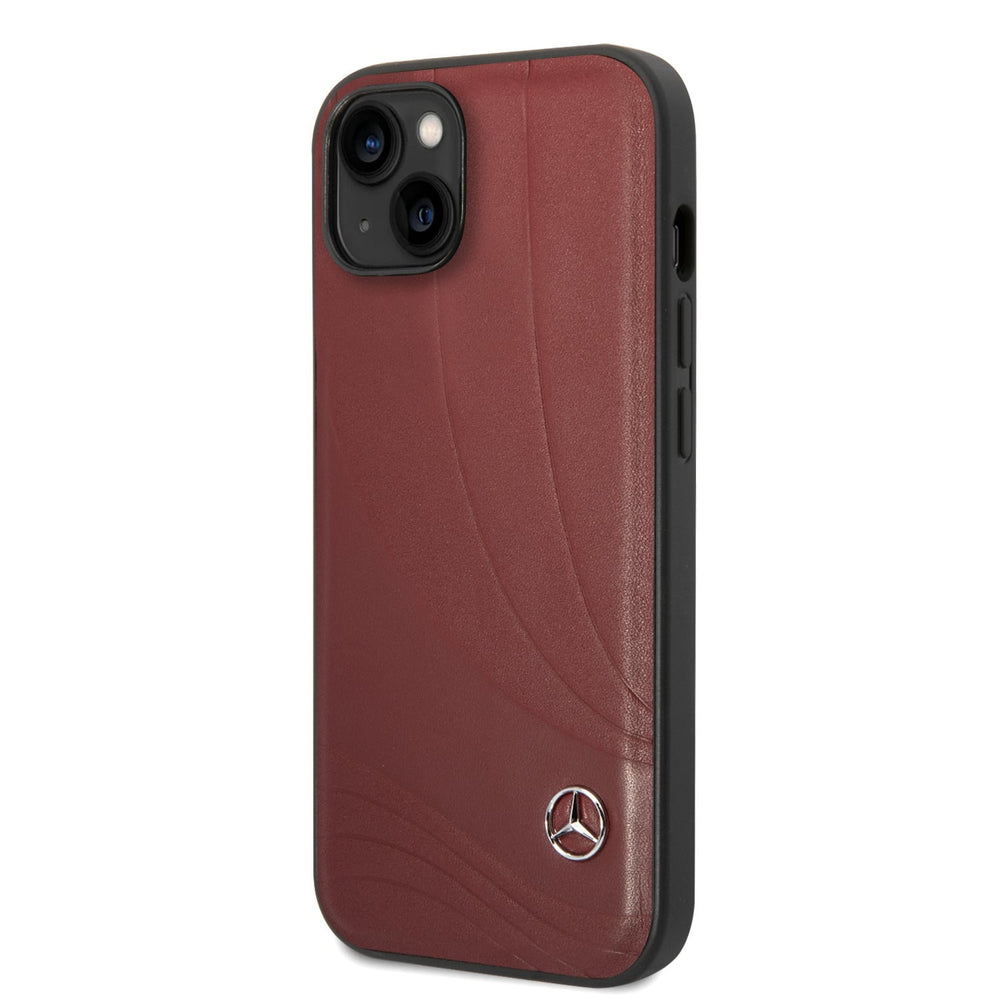 Mercedes-Benz iPhone 14 & 13 Hardcase Backcover - Genuine Leather - New Wave III - Rood-Hoesjes-Ilumina Benelux